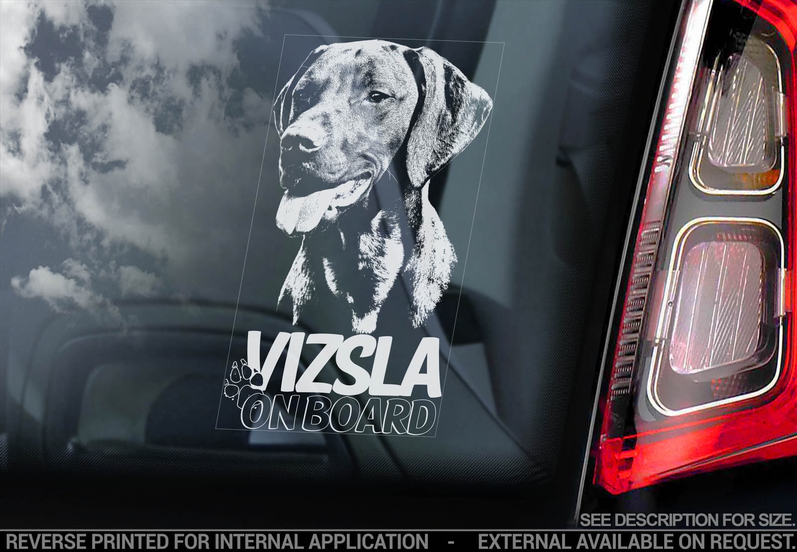 Vizsla - Car Window Sticker - Hungarian Vizsla Magyar Dog on Board Sign - TYP2