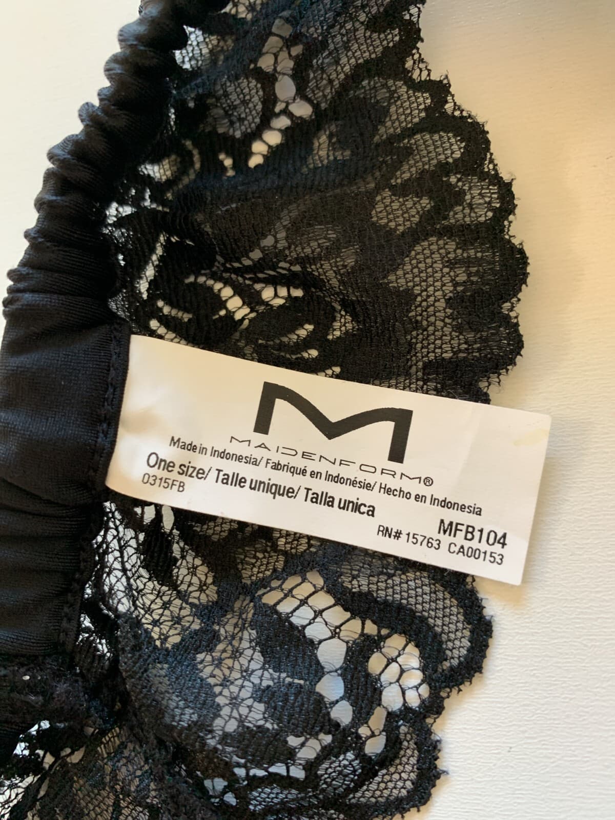 NWT Maidenform Sz OS One Size Super Sexy Big Floral Lace Garter MFB104 Black 4