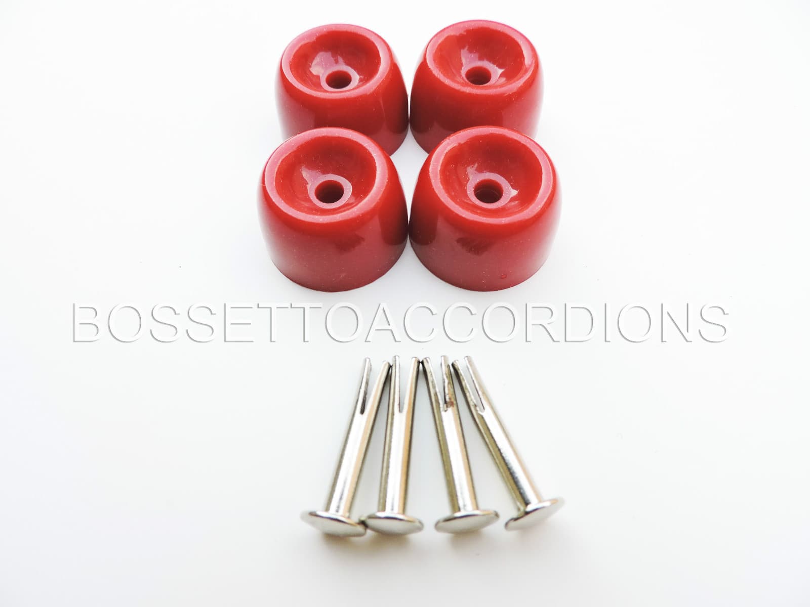 SET OF 4 Red Plastic Accordion Feet Akkordeon Füße 22 x 13mm NEW Imported Italy