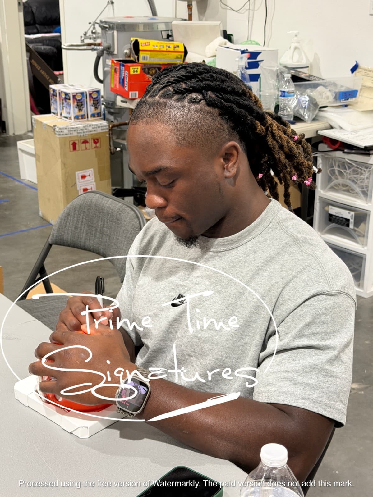 Ashton Jeanty Signed Boise State Broncos NCAA Mini Speed Helmet Orange Beckett 2