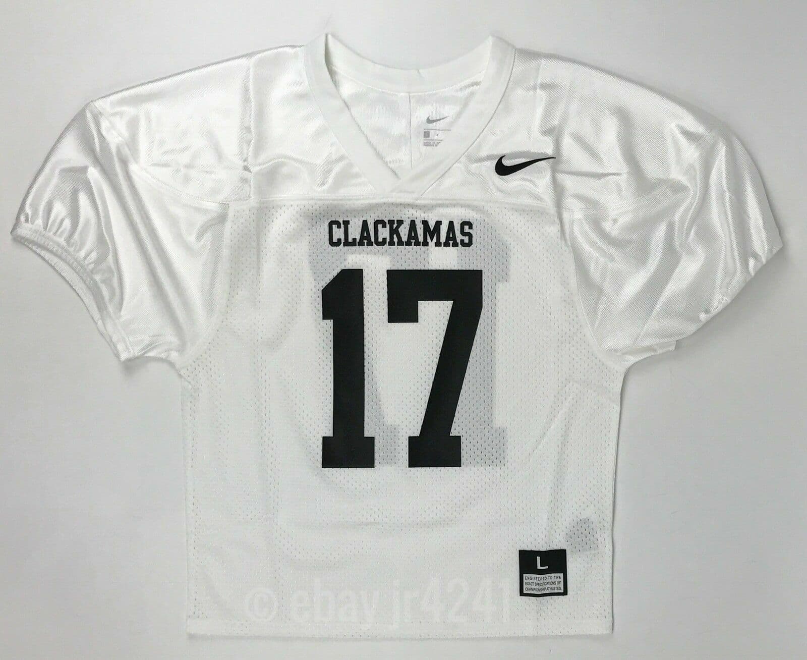 Nike Clackamas Oregon Core Football Jersey Youth Boy's L White Black 846332