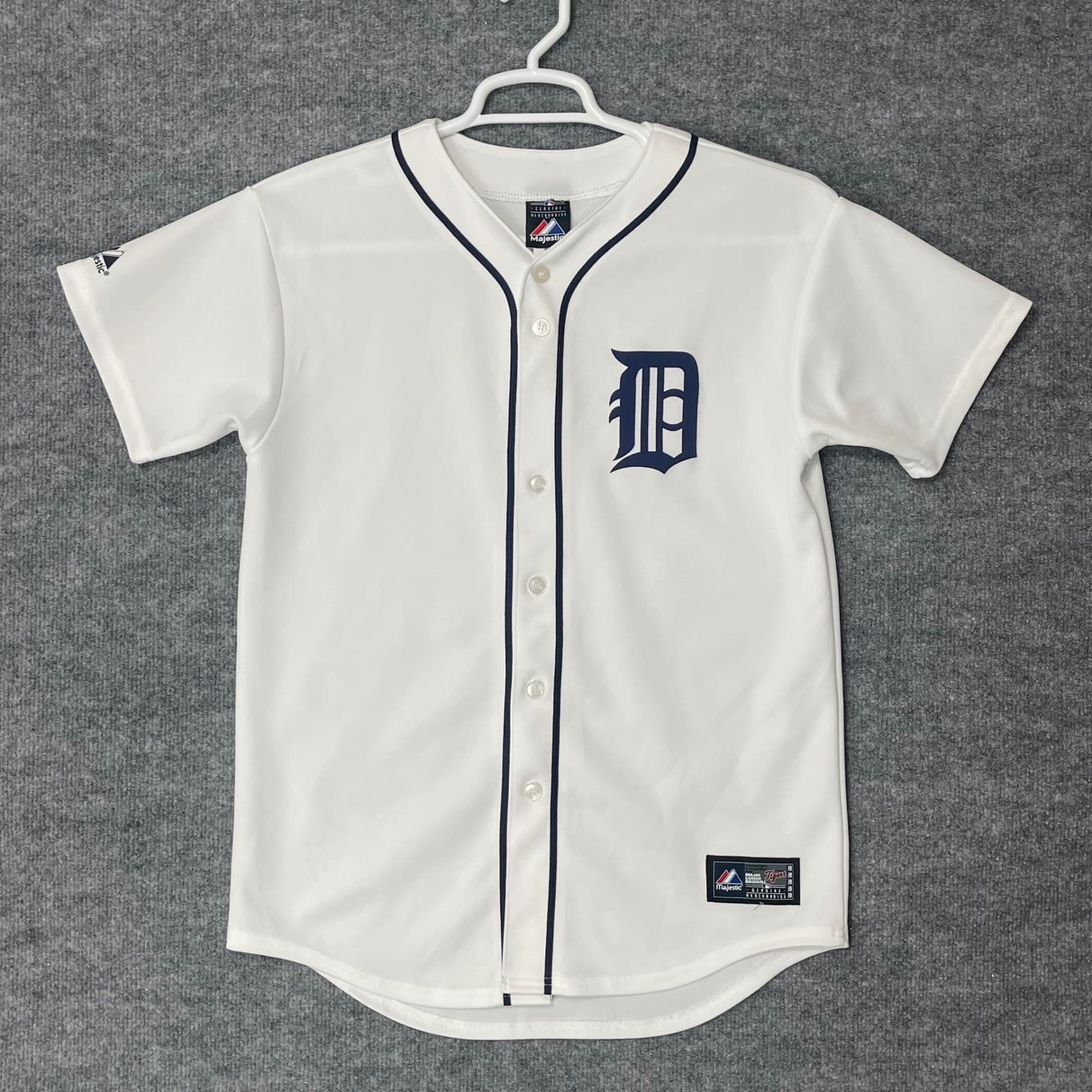 Majestic Detroit Tigers MLB Baseball Women's Size XL Jersey White Blue