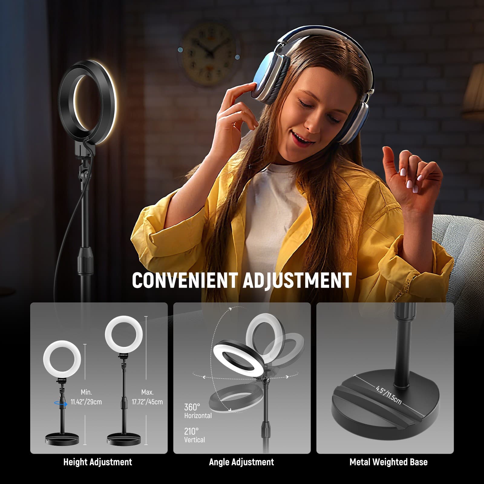 NEEWER BR60 5in Desk Ring Light 10W LED for iPhone Laptop Webcam Makeup 6