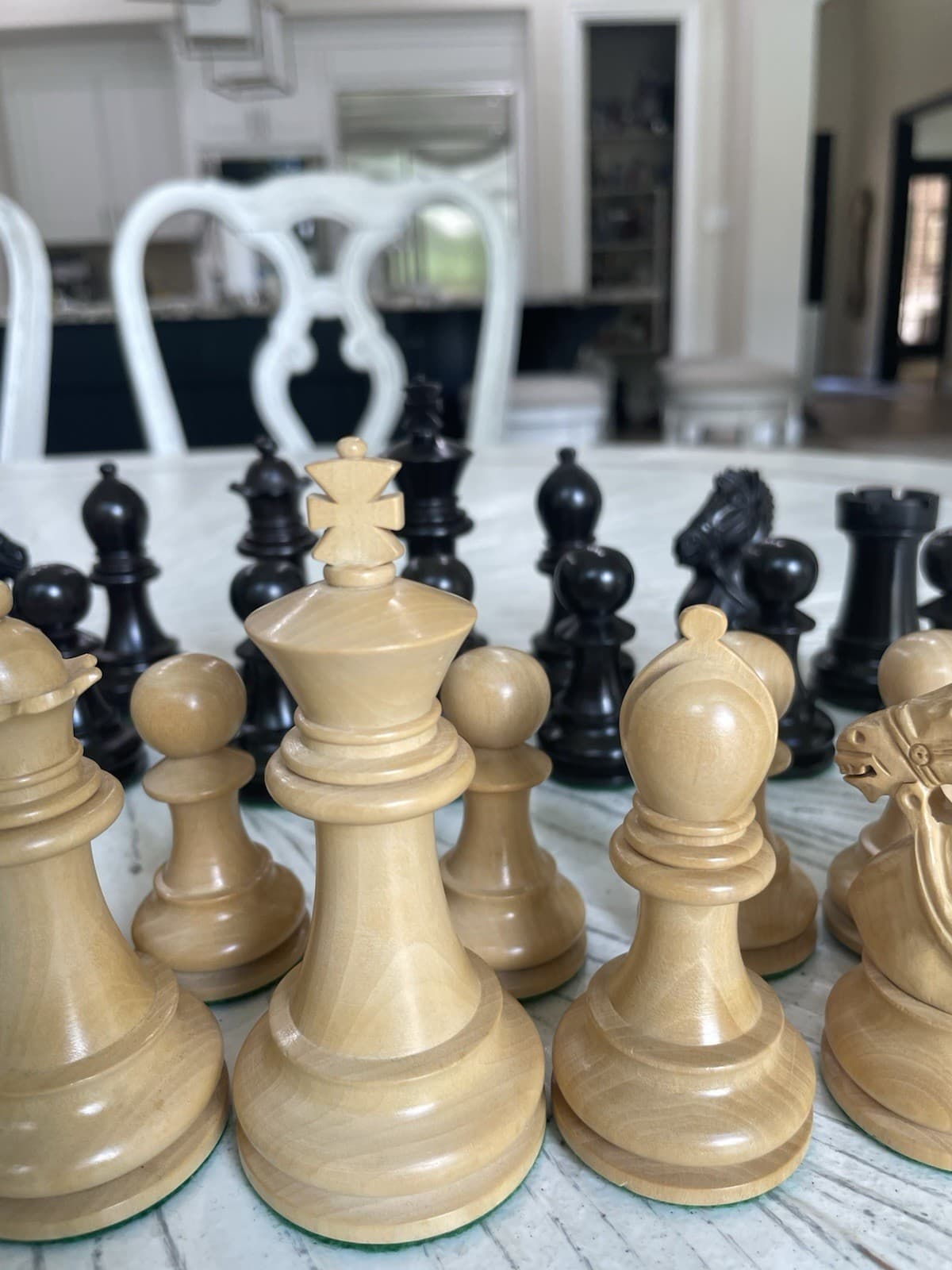 Vtg 4.1" Supreme Bridal Knight Staunton Wooden Chess 34 Heavy Weight Pieces 4