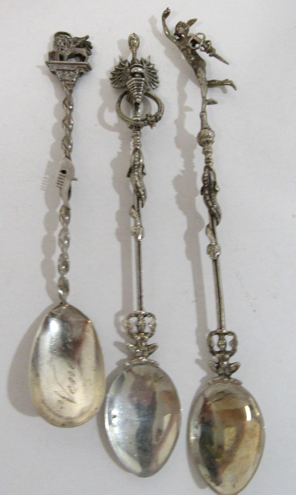 Set of 5 Antique Silver Spoons from Italy Florence Venice Rome Ornate & Detailed 3