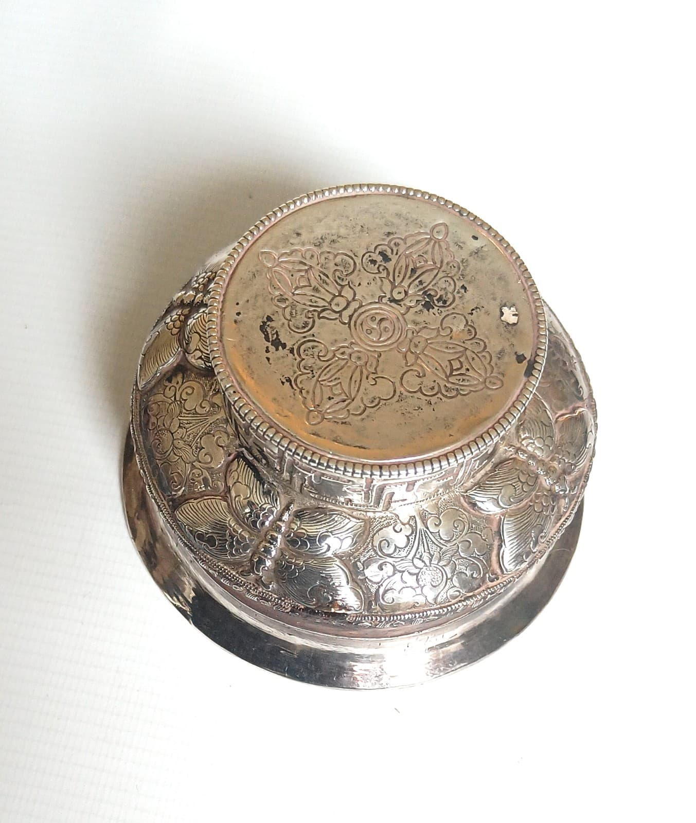 Fine Tibetan Burr wood silver tea bowl Asian antiques 2