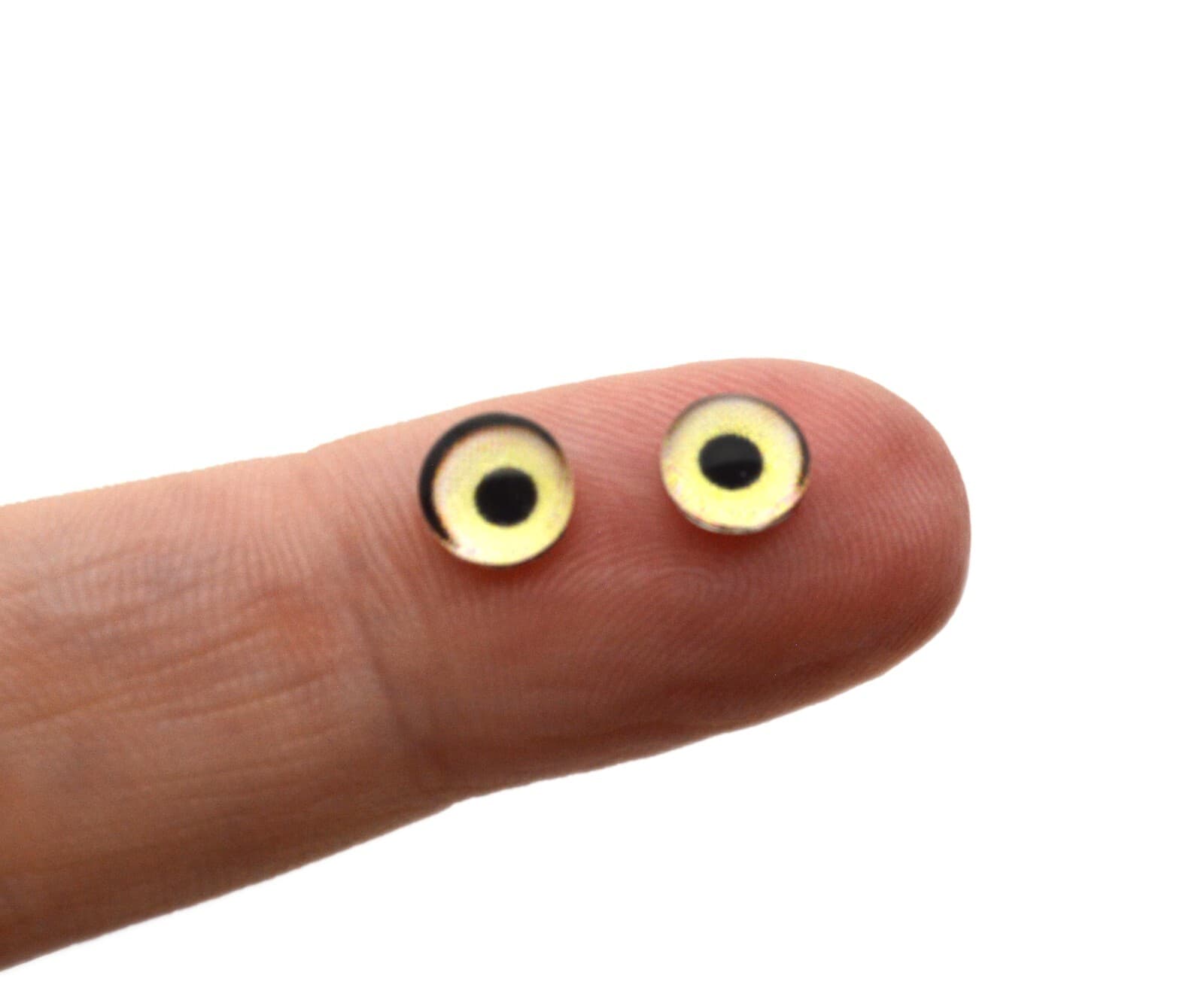 Pair Yellow Heron Bird Inspired Glass Eyes Jewelry Taxidermy Flatback Cabochons 3