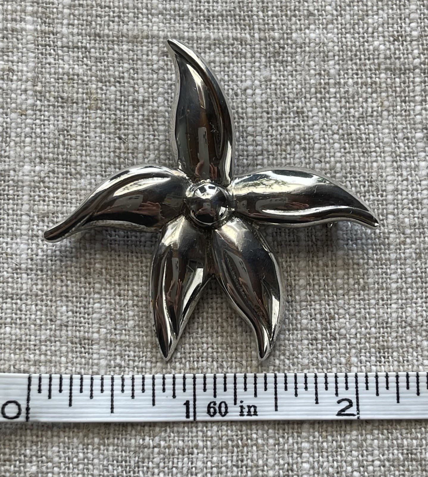 Sterling Silver 925 Hawaiian Plumeria or Poinsettia Flower 2.25” Brooch Pin 15g 3