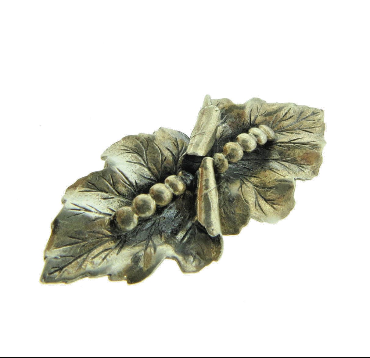Jewelart Sterling Silver Leaf Brooch Pin 1x2 inch 2