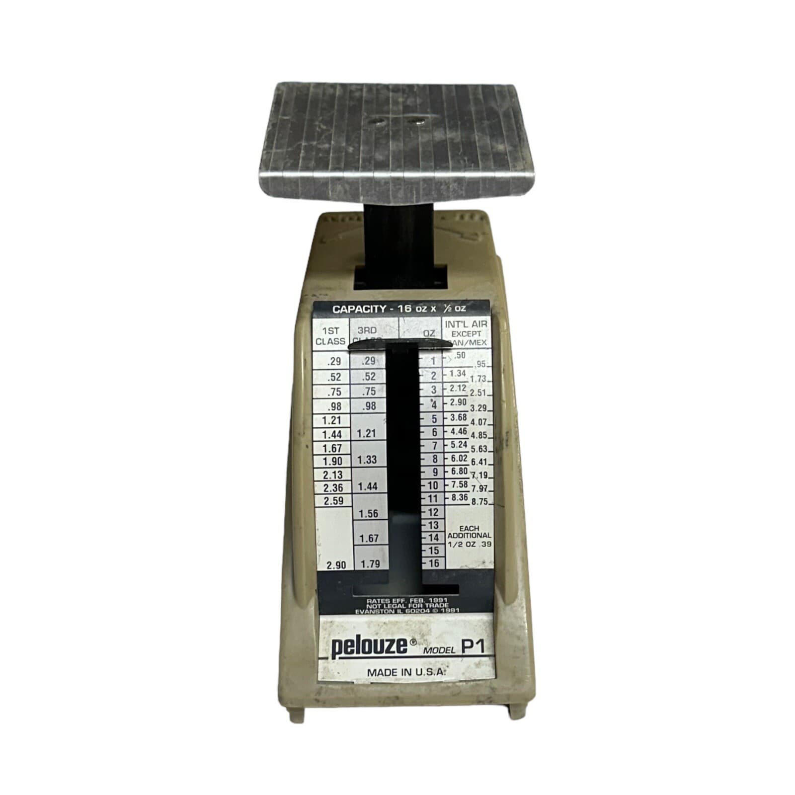 Pelouze P1 Petite Postal Scale Rates Eff Feb 1991 Evanston Illinois USA VTG