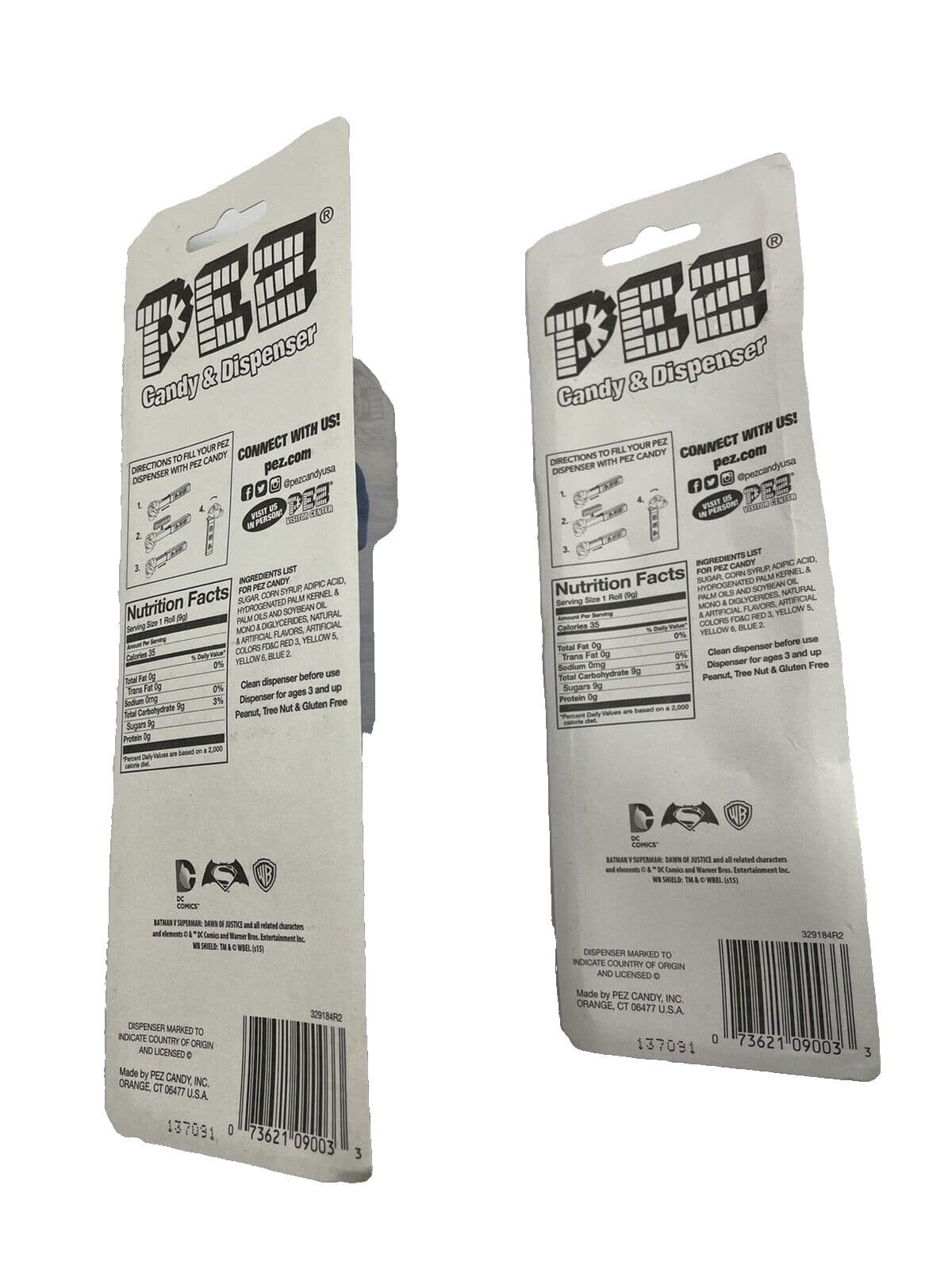 (2) Pez dispenser Batman vs Superman  new in package with candy 6