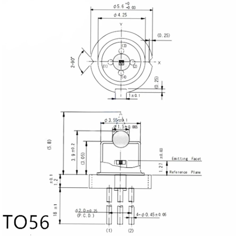 2pcs Laser Diode 1550nm 5mw 5.6mm Laser Diodes TO-56 4-Pin 6