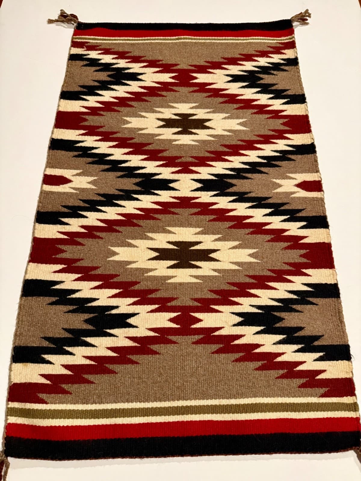 BEAUTIFUL NAVAJO GANADO RUG / TAPESTRY,SALTILLO SERRATED DIAMONDS,HANDSPUN,MINT! 4