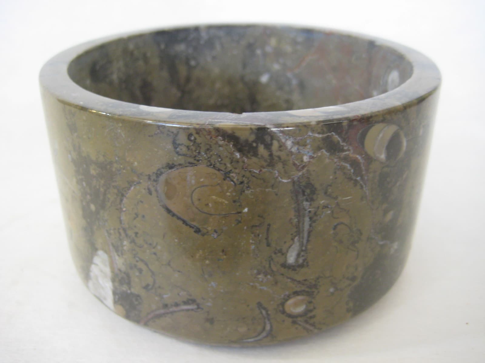 Vintage Round Shaped Geisonoceras Fossil Trinket Box, 3" High X 4 1/2" Diameter 4