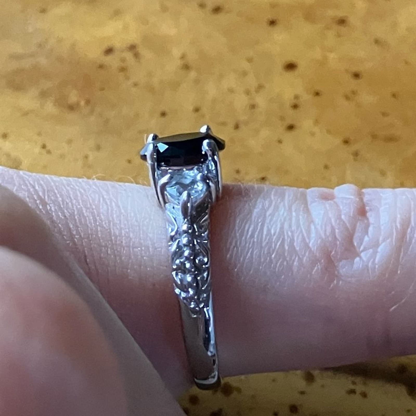 Natural Black Spinel Topaz Sterling Silver Ring Size 5 3