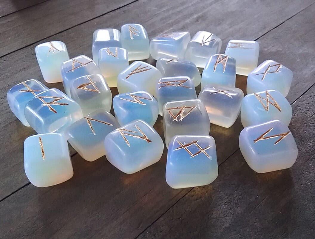 OPALITE Rune Set, OPALITE Rune Stones, Elder Futhark Runes, OPALITE RUNES