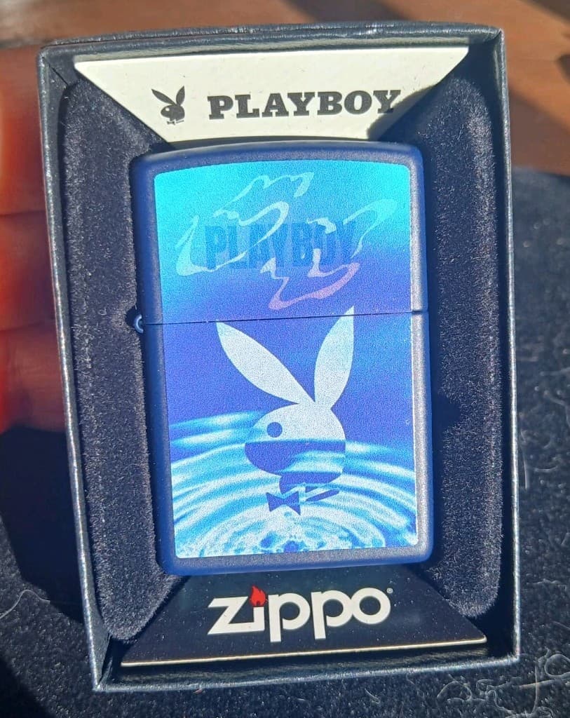 Zippo Playboy Dream Bunny Logo Design Navy Light Blue Matte Water Lighter NEW 90 3