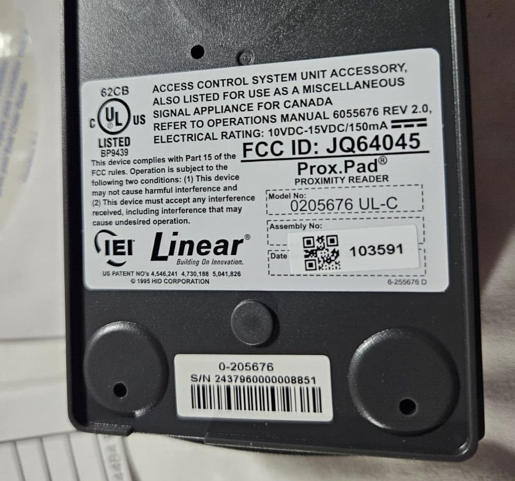 Linear Prox.Pad Proximity Reader and Keypad (Open - Box / New) 4