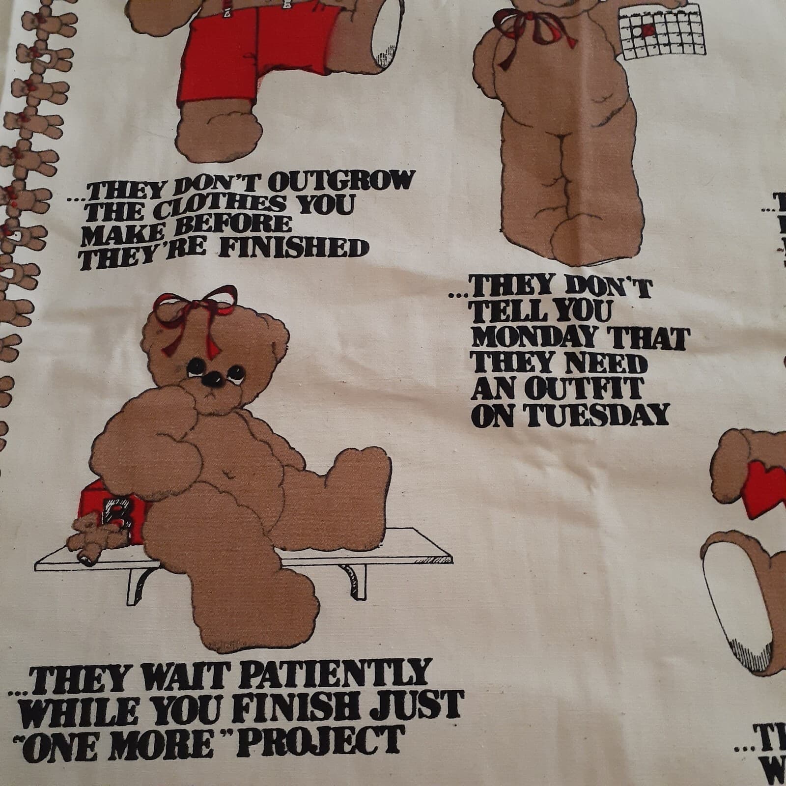 Daisy Kingdom 1983 Sewing Fabric Teddy Bear Panel Canvas Cotton Crafts 30 x 43" 4