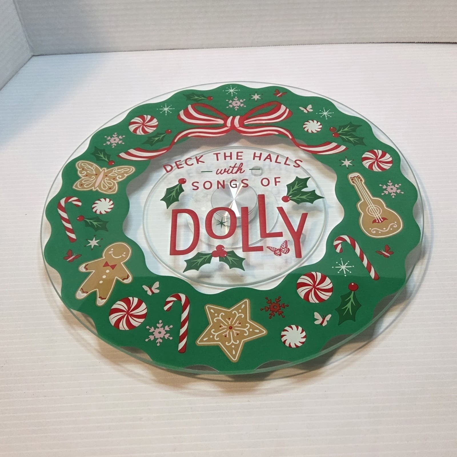 Dolly Parton 12" Glass Lazy Susan, Deck The Halls With Songs of Dolly