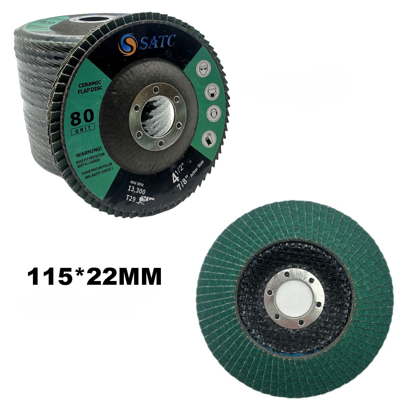 10 PCS Ceramic Flap Discs 4.5" x 7/8-Inch Sanding Disc Type 29 Premium 40 Grit 2