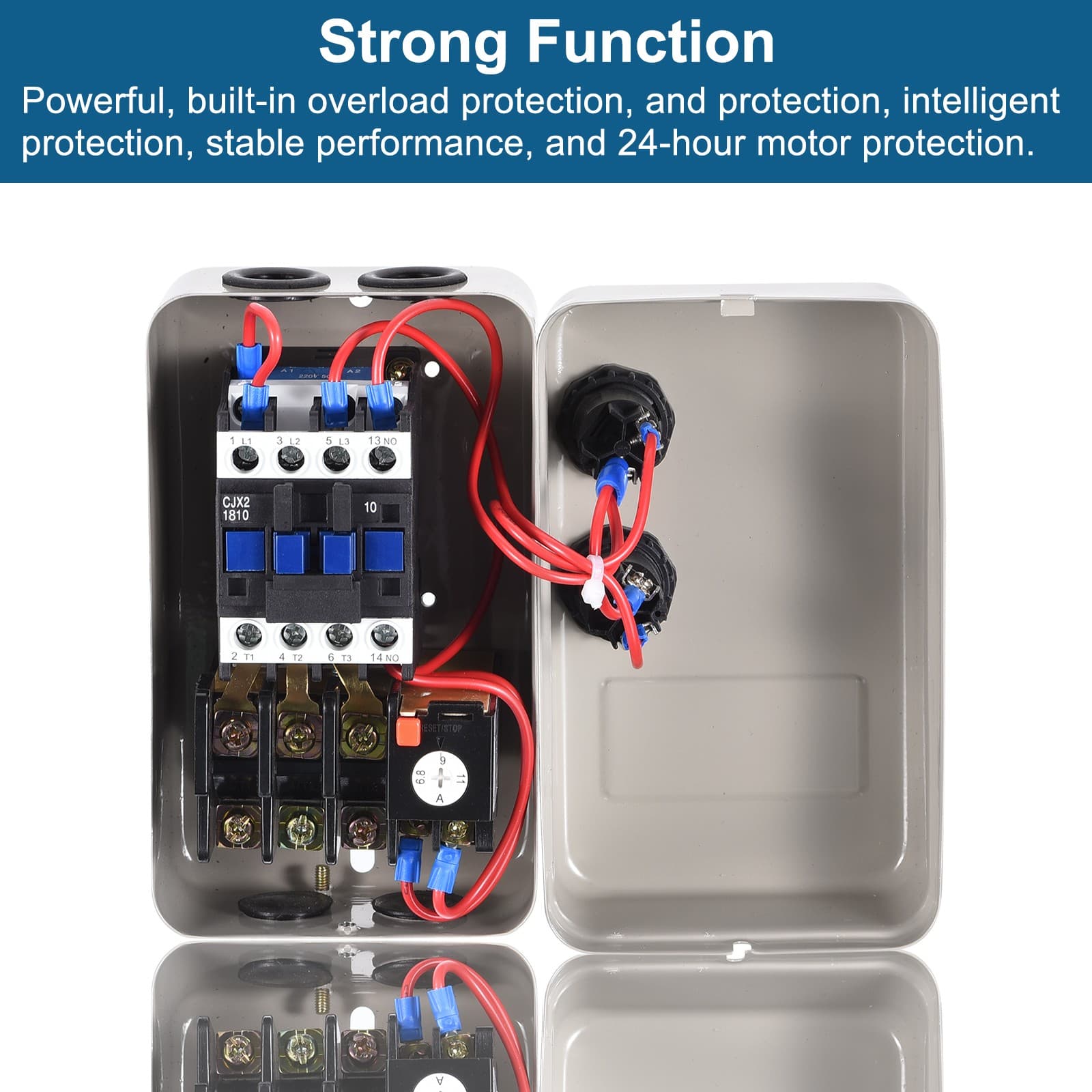 Magnetic Electric Motor Starter, 220V 4KW 5HP, 2 Phase Magnetic Switch Motor 4