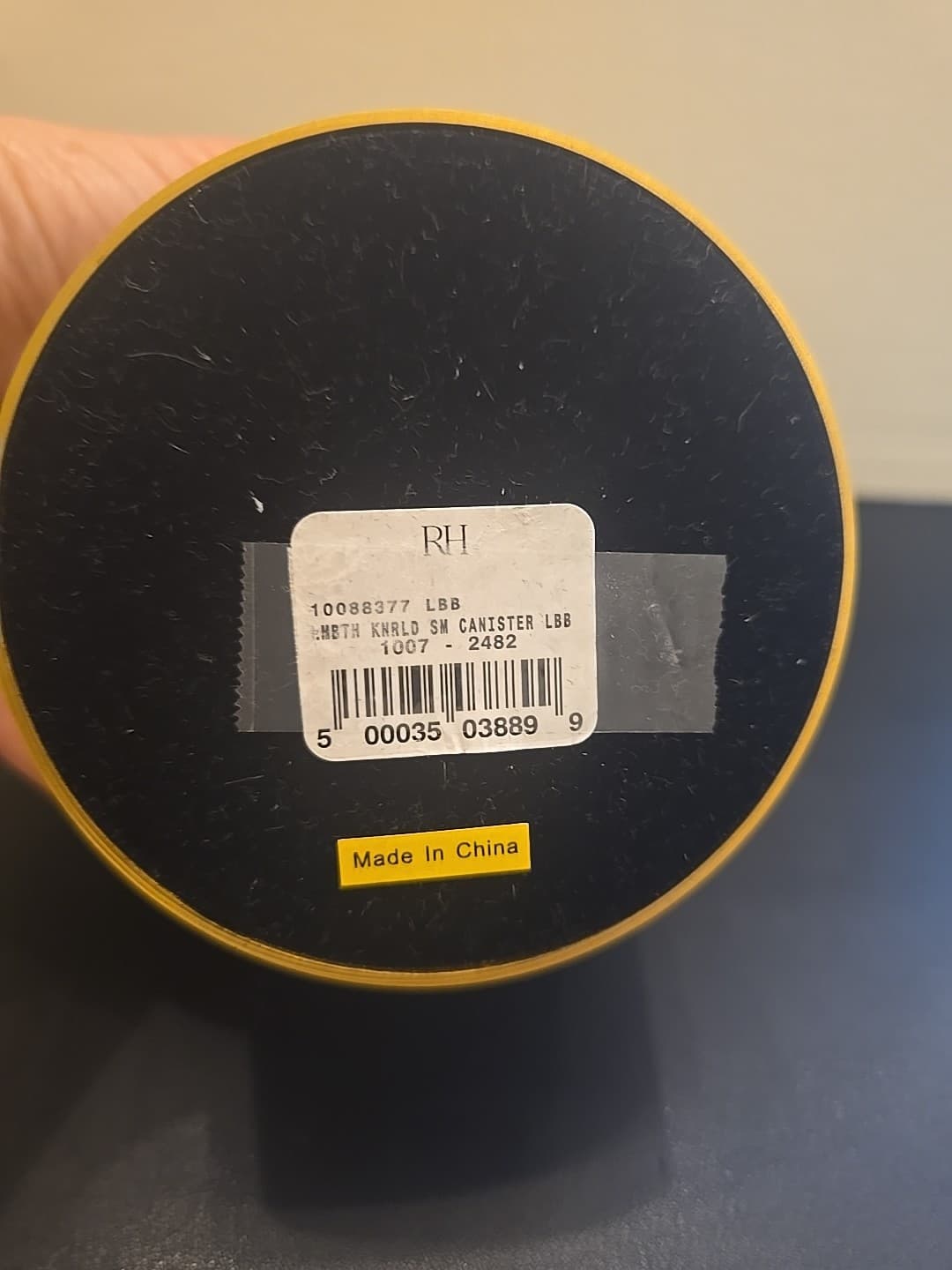 Restoration Hardware Lambeth Knurled Small Canister Lacquered Burnished Brass 3