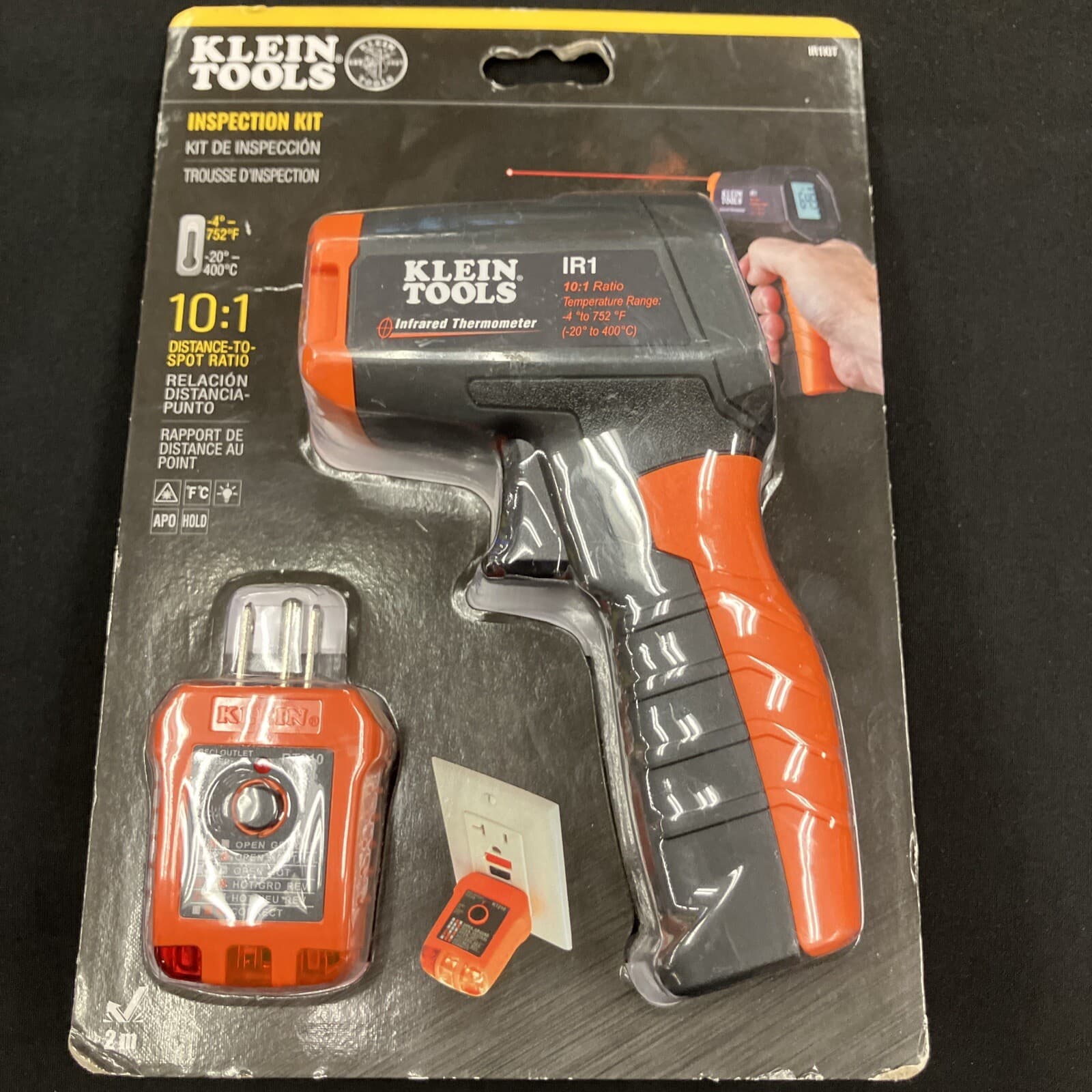 Infrared Thermometer Digital Battery Powered with GFCI Receptacle Tester