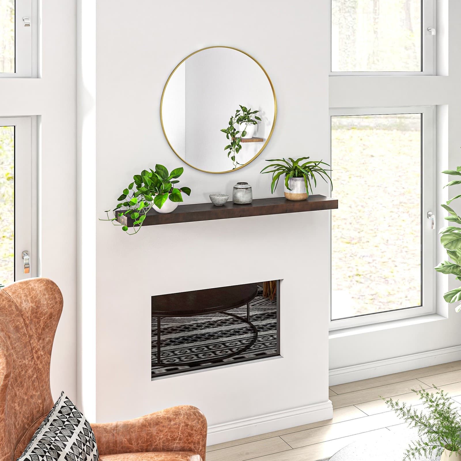 48" Firwood Fireplace Mantel Shelf Floating & Wall-Mounted Decorative Wall Shelf 2