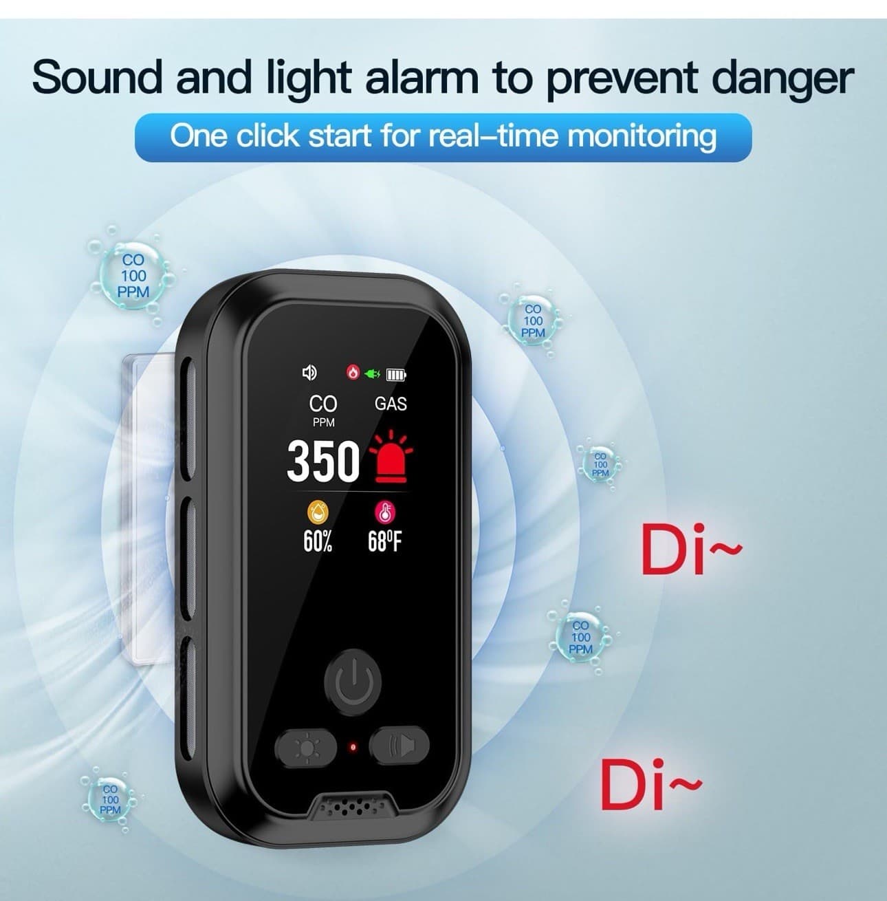 2pcs 4 in 1 Smoke Carbon Monoxide Detector Plug in AC Battery Backup HD Screen 5