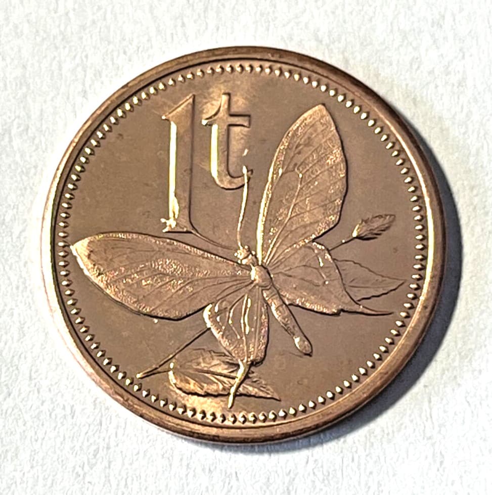 2002 Papua New Guinea 1 toea Coin Butterfly Insect Animal Wildlife