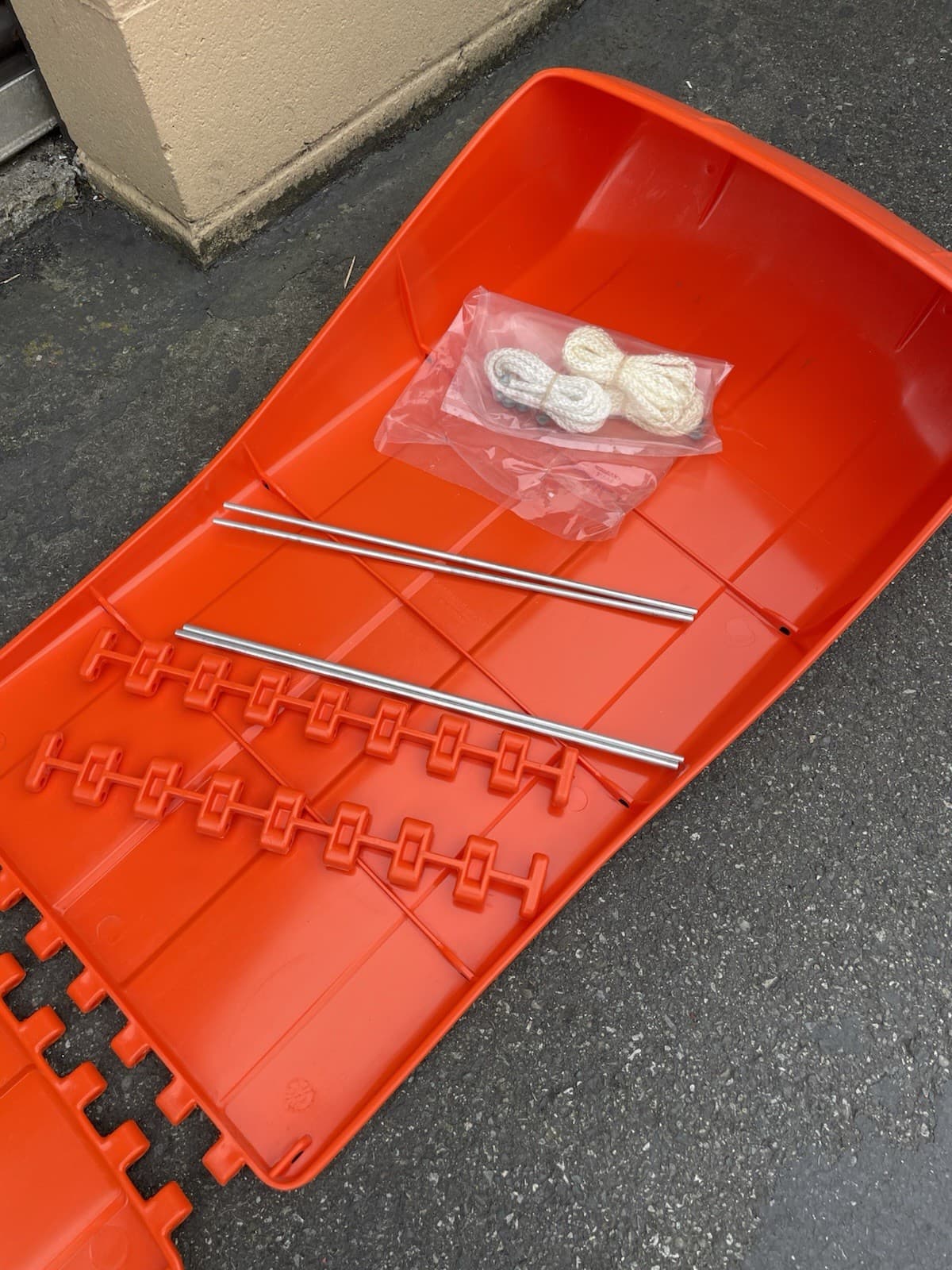 Vintage Orange Plastic Toboggan Snow Sled USA Made by Meadowbrook SST 1970s Nib 3