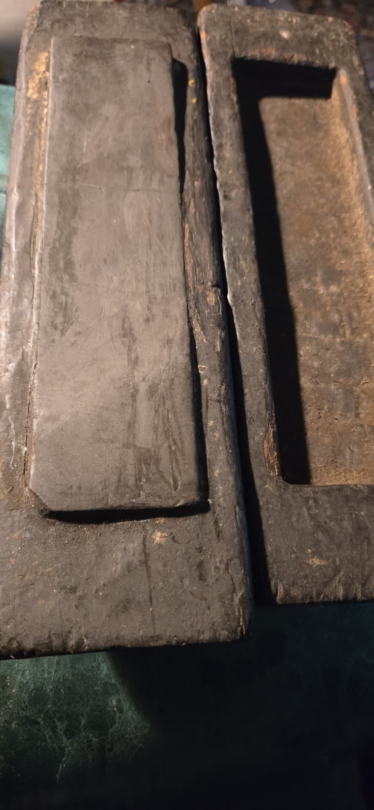 Primitive Antique Sharpening Stone W/ Wood Case 13" x 3” 2