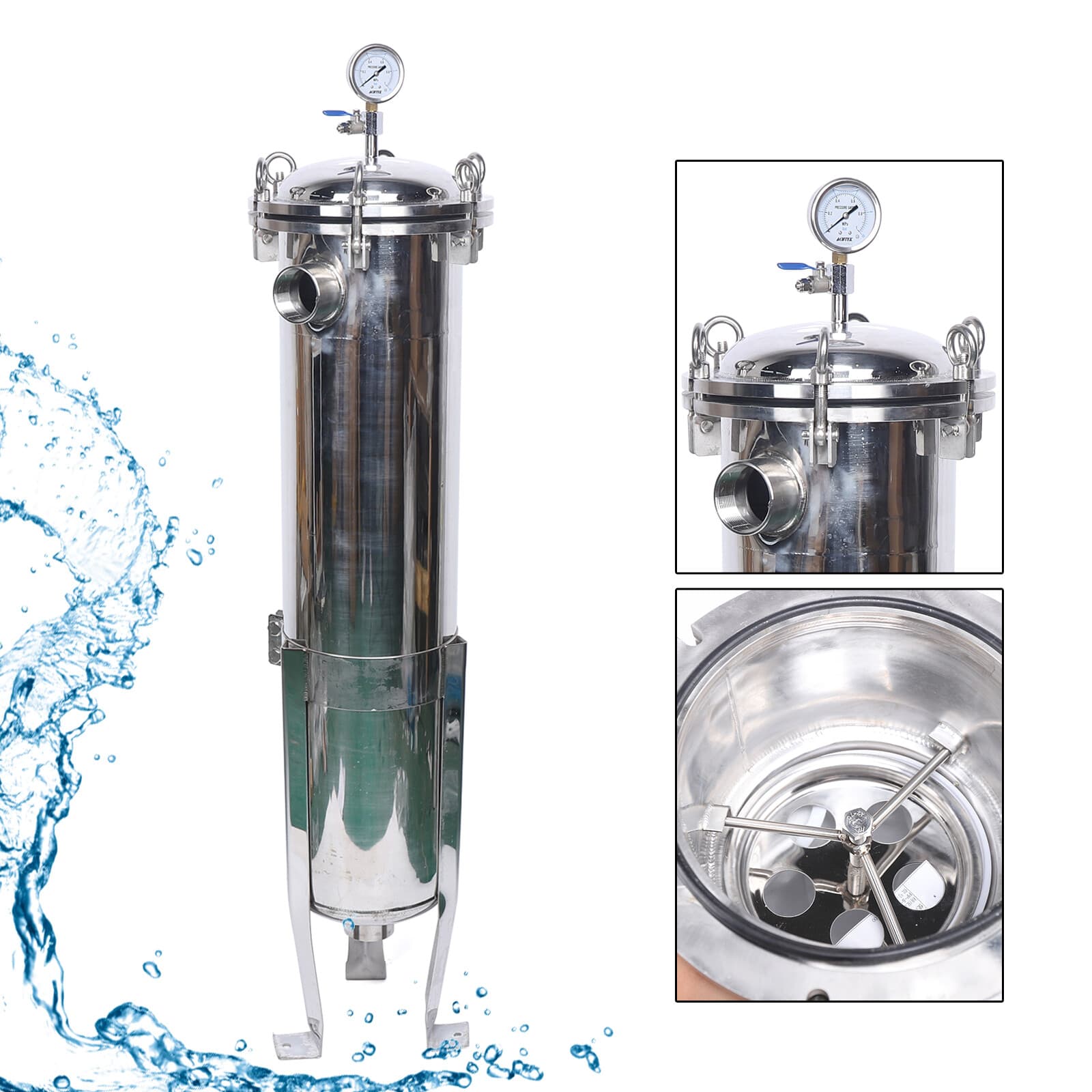 2" NPT Bag Filter Housing 150 Psi 304 Stainless Steel In/out #2 Bag With Mesh  6