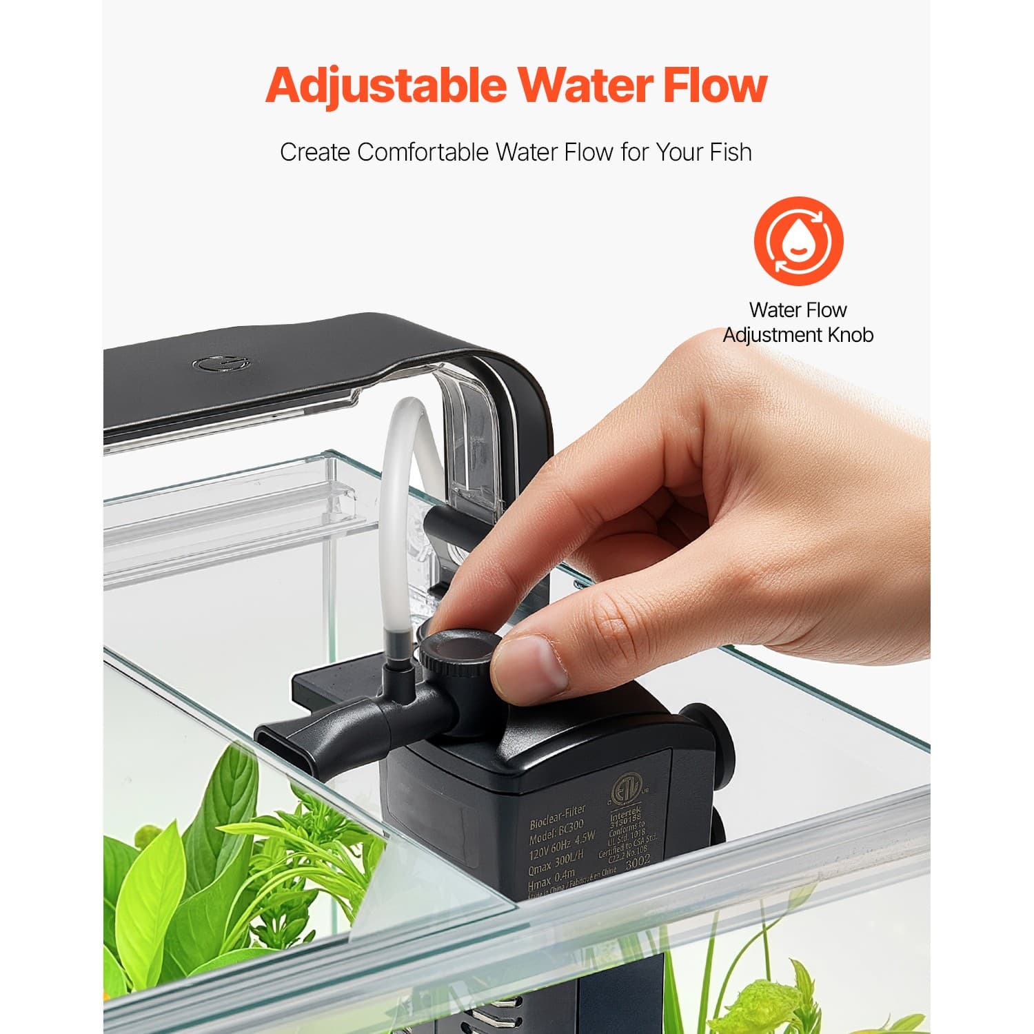 Uimoso 5gal Fish Tank Aquarium Smart Square Clear Glass 3 Color Self Cleaning 4