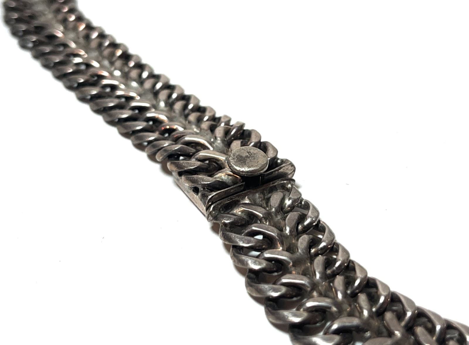 Massive Mexico 925 Silver Link Choker Necklace with Onyx center stone 3