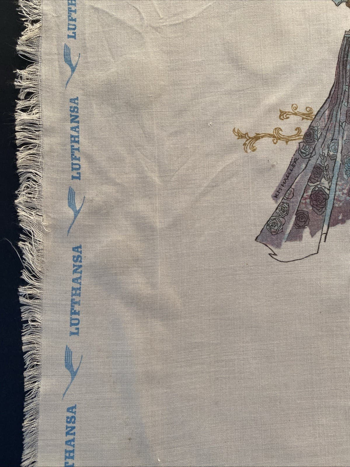 Vtg LUFTHANSA AIRLINES SOUVENIR SILK SCARF Rokoko (Rococo) 1730-70 M. H. Hassler 4