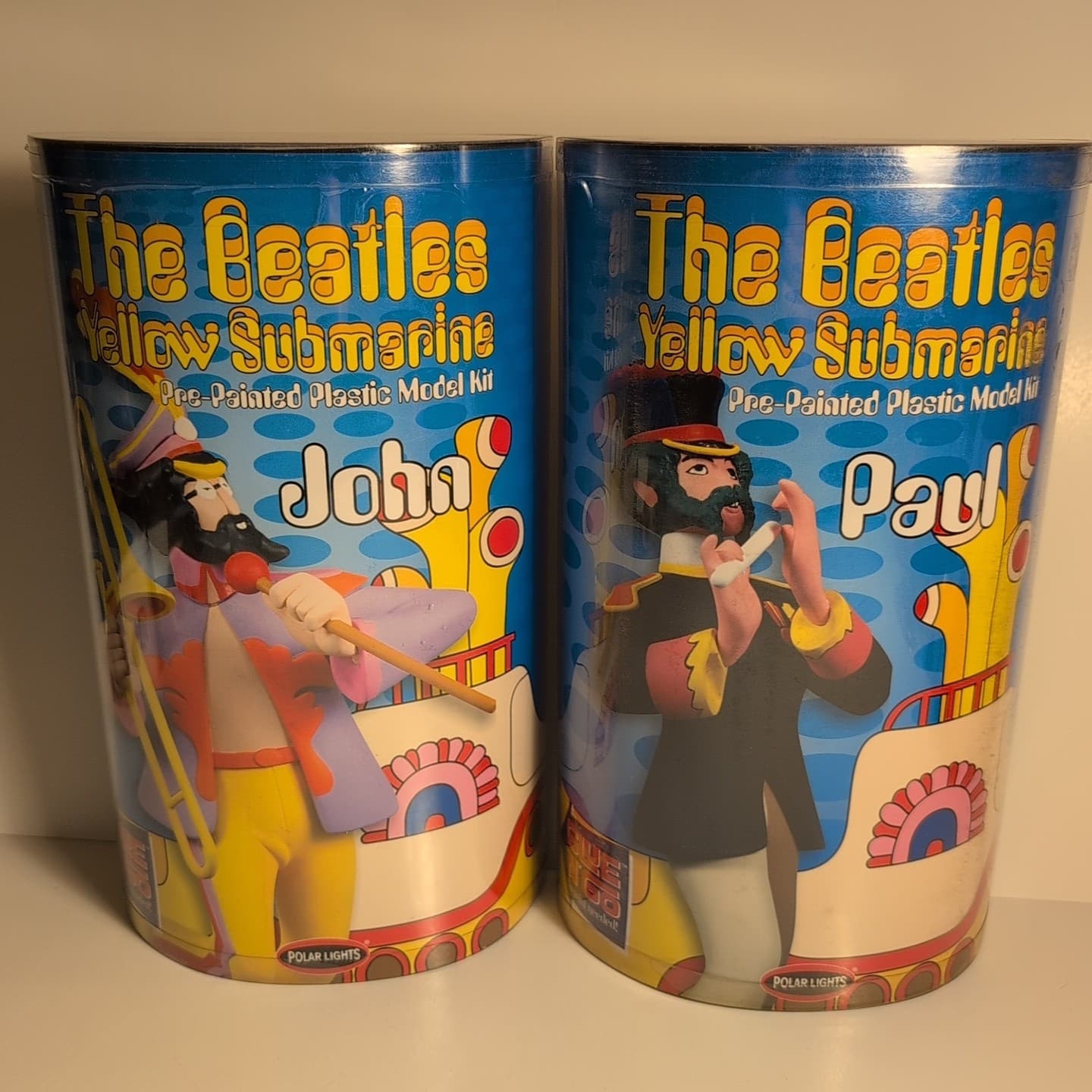 Lot Of 2 The Beatles Yellow Submarine Glue N Go John & Paul Plastic Model Kit