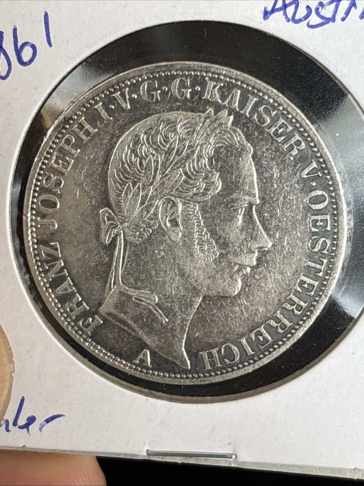 1861-A Austria Thaler - 1 Vereinsthaler - Francis Joseph I - World Silver 2