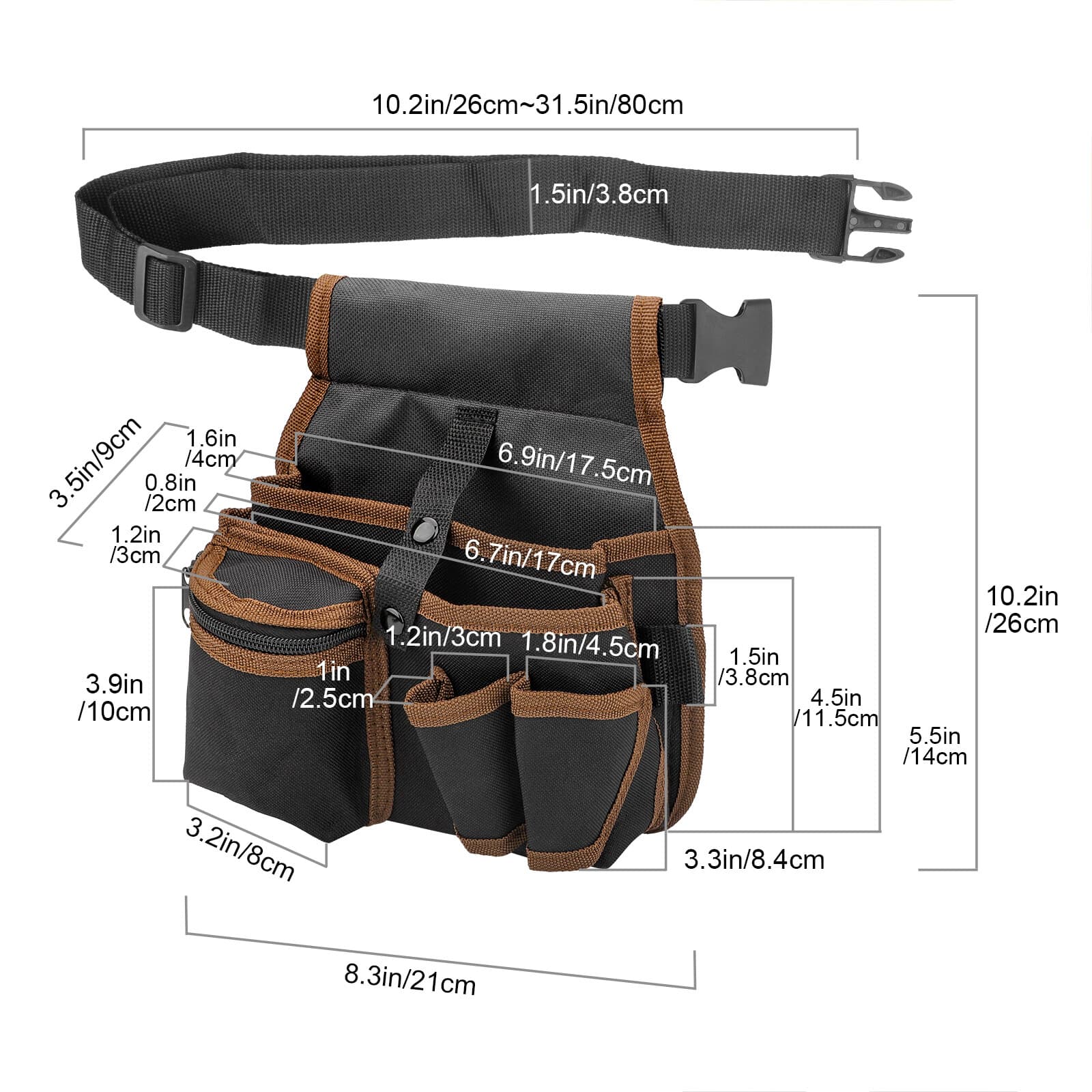 Electrician Waist Pocket Belt Tool Pouch Bag, Hardware Toolkit Work Organizer 2