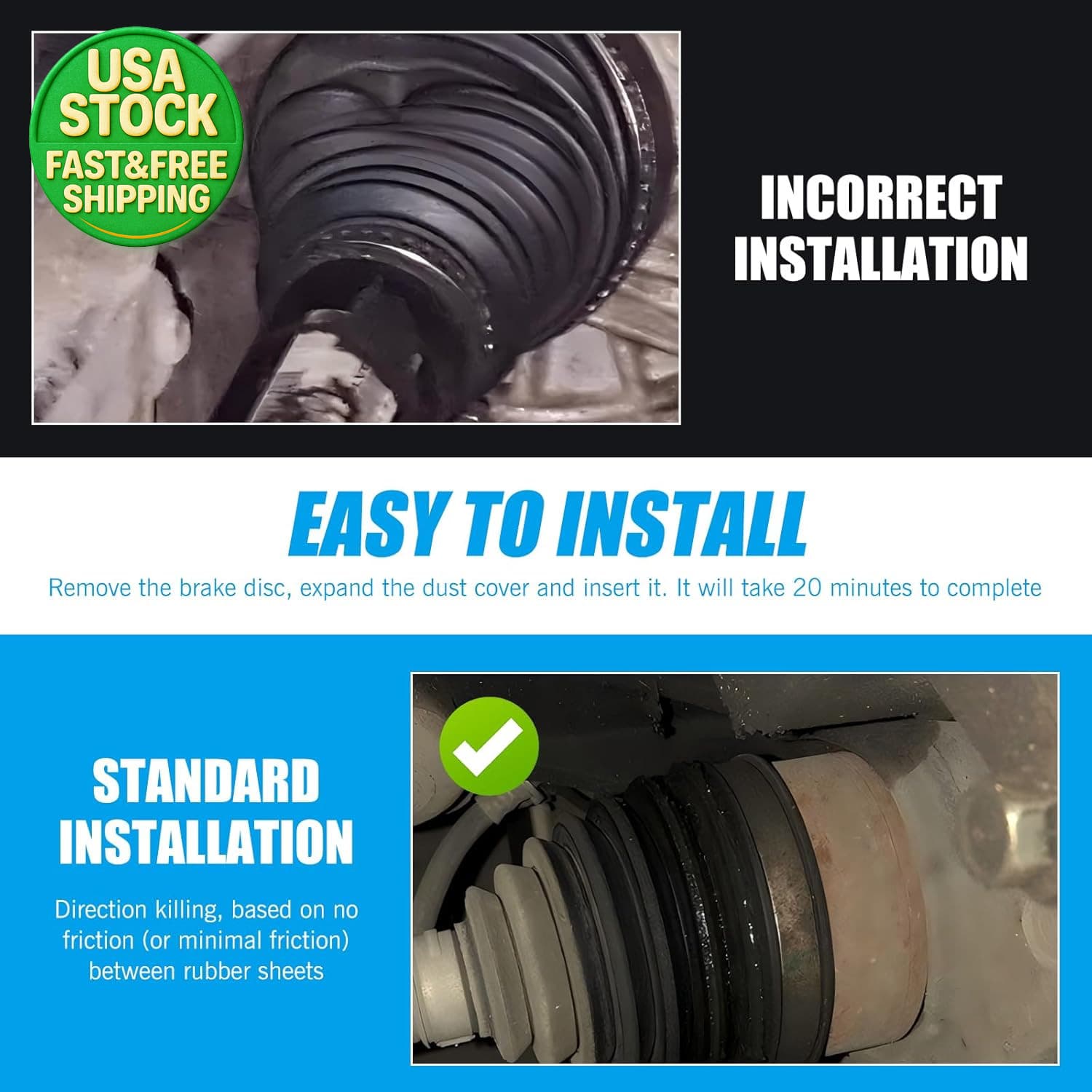 2PCS CV Axle Boot Kit Leak Proof Bushing for FWD AWD Front Drive Vehicles Black 6