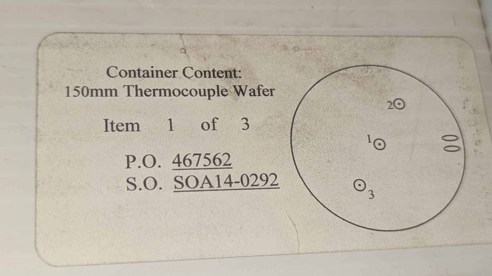 (1) Orbotech / Thermo Electric 150mm Thermocouple Wafer 37-60090 NIB READ 6