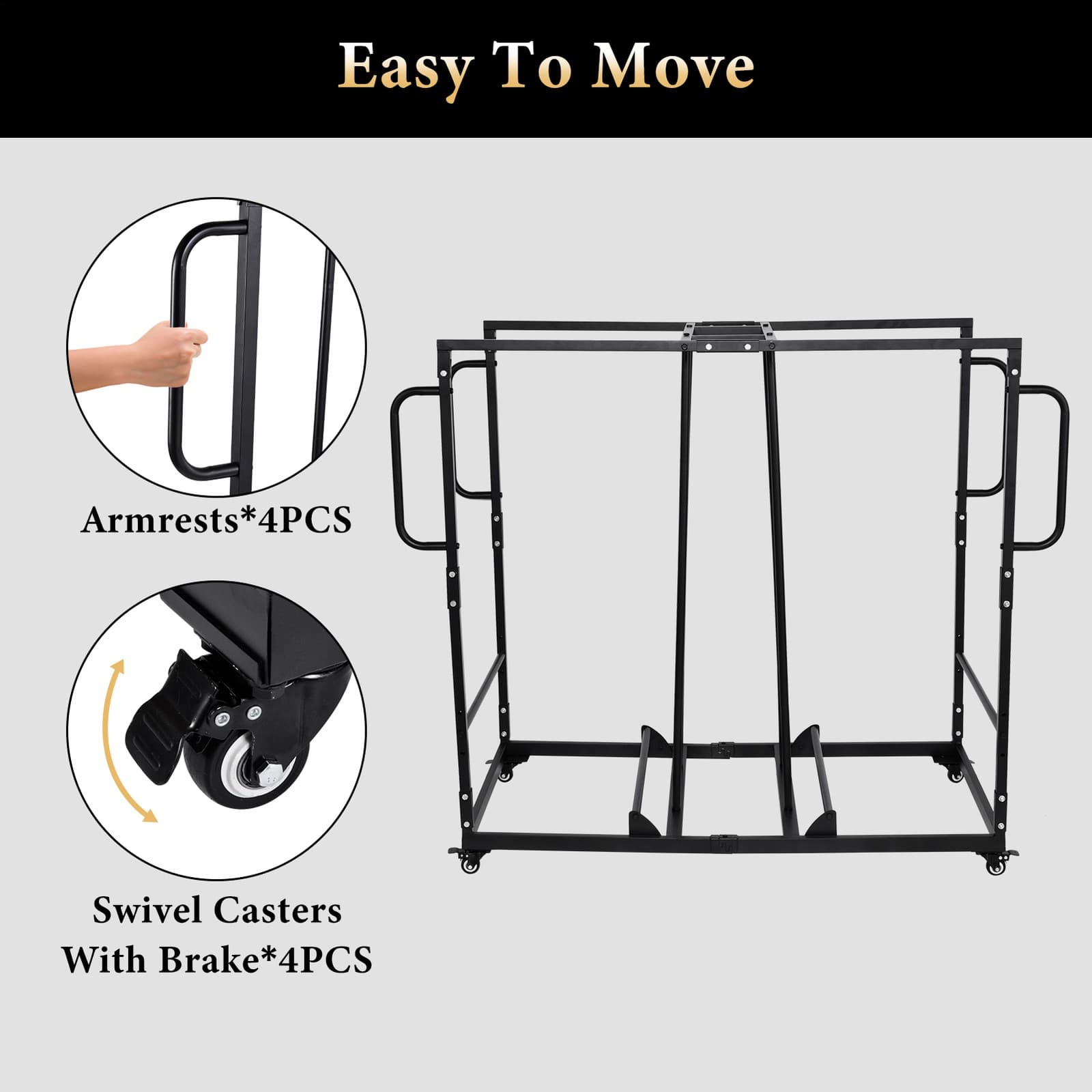 Folding Chair Cart Chair Storage Cart With Angle Stacking Space Optimization 4