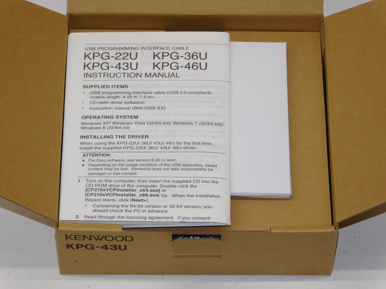 New Kenwood KPG-43U USB 12 Pin Programming Cable OEM Mobile Radio TK 690 790 890 5