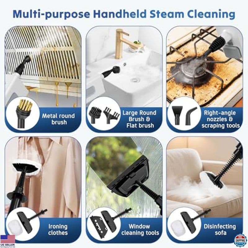 12-in-1 Steam Mop & Cleaner - 23FT Cord, 3 Modes, Detachable Mops for Cleaning 6
