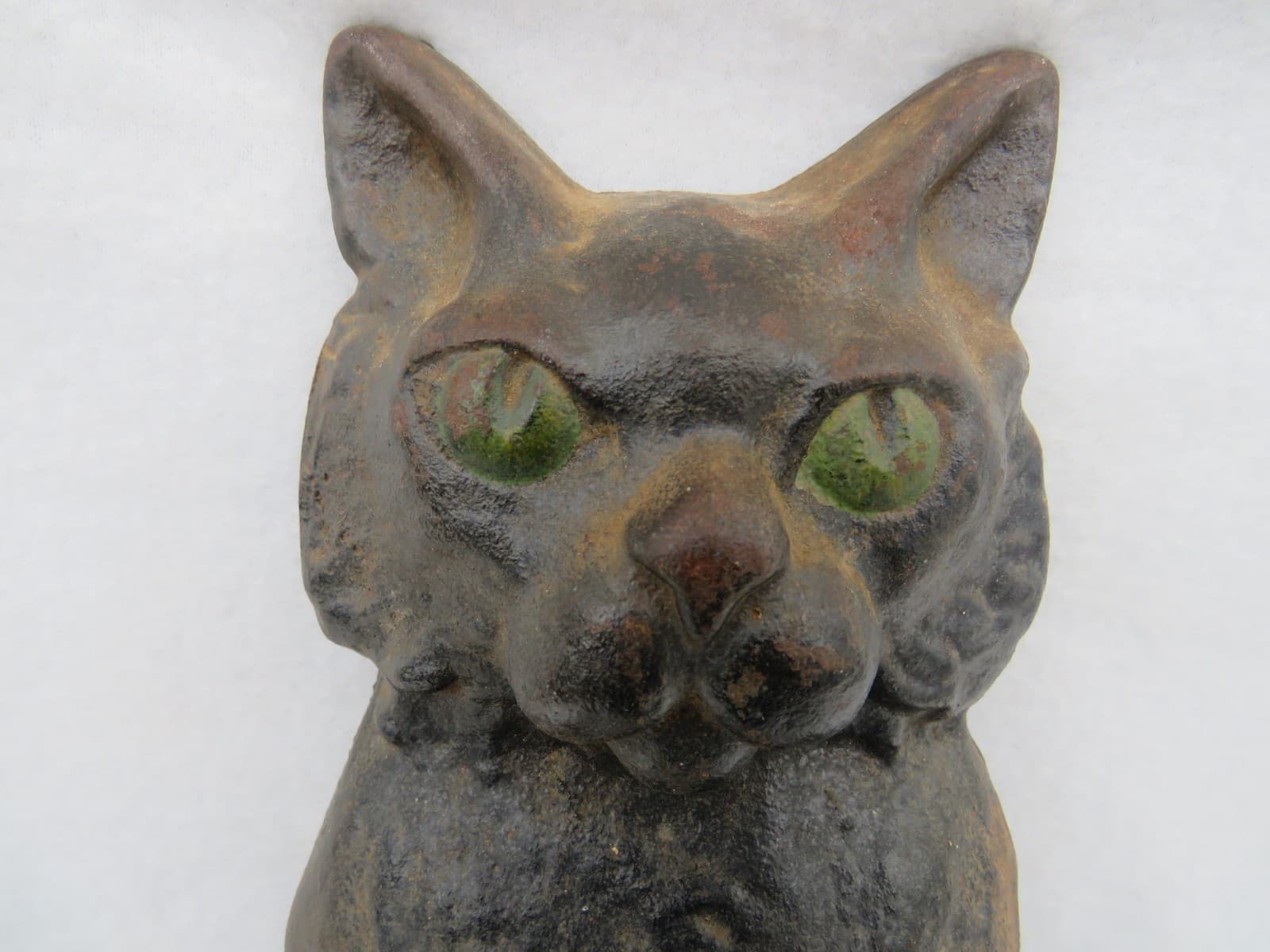 Antique Cast Iron Black Cat Door Stop 13 lbs Rustic Charm Black Cat 2