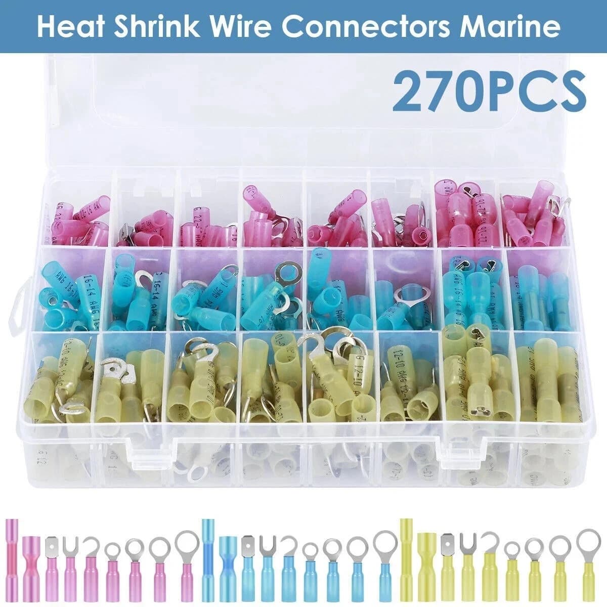 270pcs Heat Shrink Wire Connectors Marine Automotive Waterproof Terminals Set 2