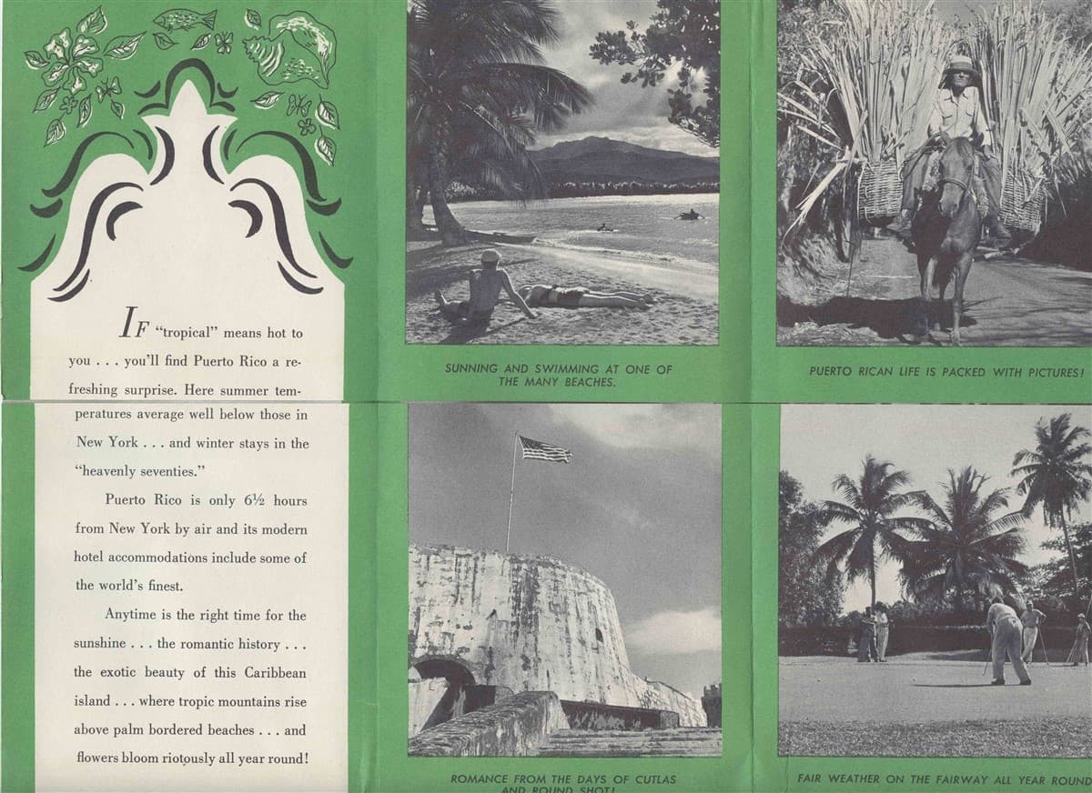 Condado Beach & Caribe Hilton Hotel Beautiful Puerto Rico Brochures 1950's 3