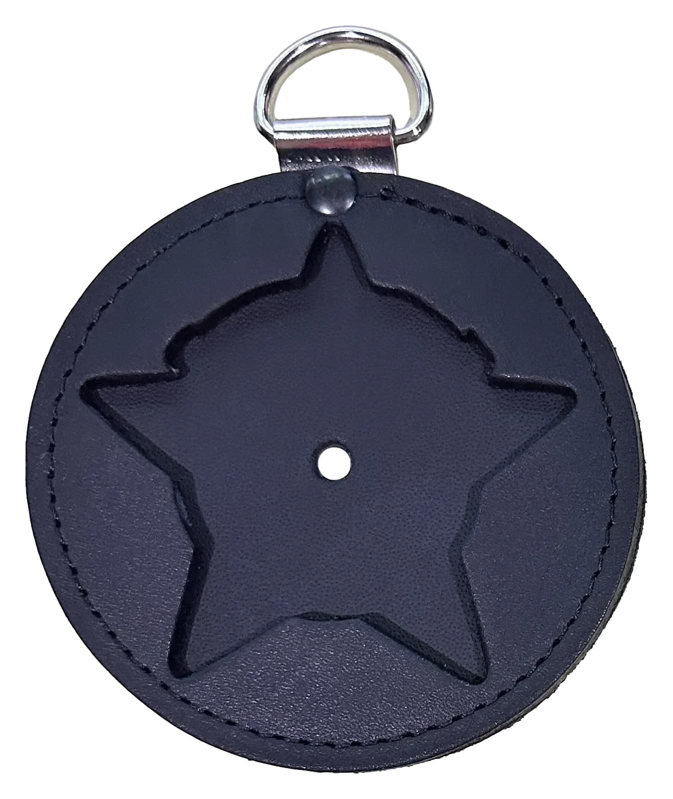 BOSTON LEATHER CANINE BADGE HOLDER: Chicago Police Star Cutout with D-Ring fo...