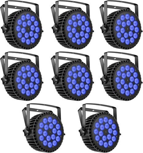 8PCS 18x18W RGBWA UV Aluminum Alloy Par Lighting LED Stage Light DMX Party DJ